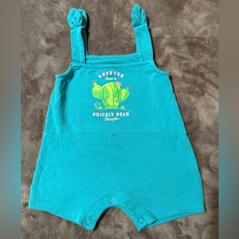 Wrangler Kids Cactus Print Teal Romper